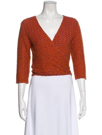 Pre-owned Paloma Wool Patterned V-neck Crop Top In Orange