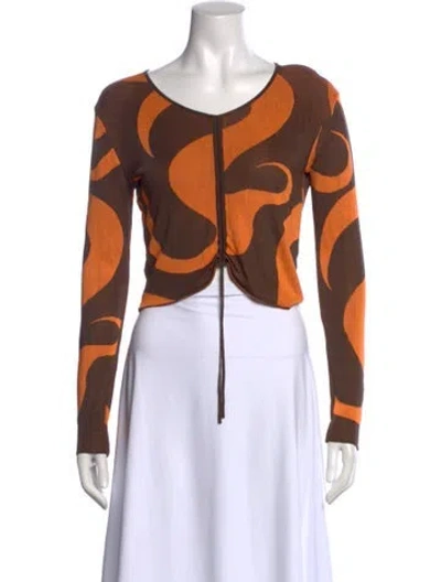 Pre-owned Paloma Wool Patterned V-neck Top In Brown