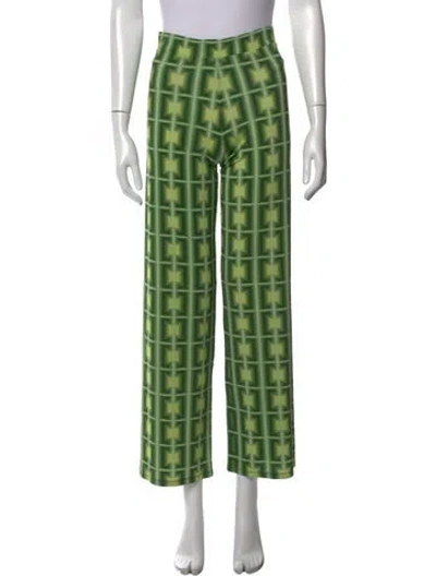 Pre-owned Paloma Wool Patterned Wide Leg Pants In Green