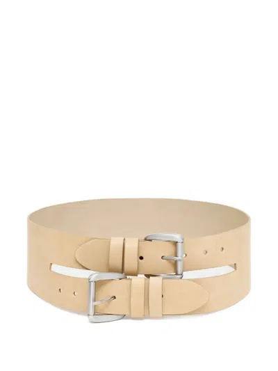 Paloma Wool Penelope Double-buckle Wide-strap Belt In White