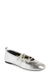 Paloma Wool Pina Lace-up Ballet Flat In Silver
