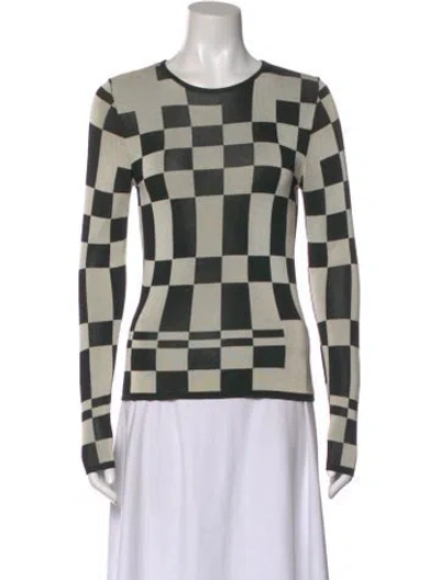 Pre-owned Paloma Wool Plaid Print Crew Neck Top In Black
