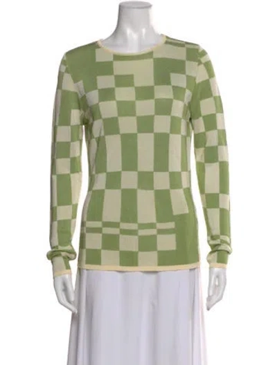 Pre-owned Paloma Wool Plaid Print Crew Neck Top In Green