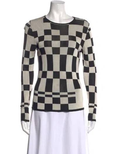 Pre-owned Paloma Wool Plaid Print Crew Neck Top In Neutrals