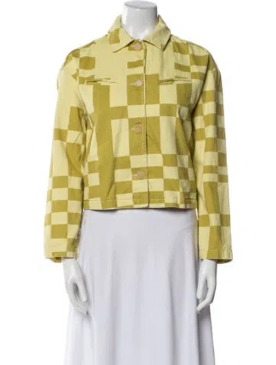 Pre-owned Paloma Wool Plaid Print Jacket In Green