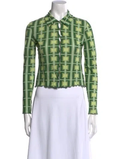 Pre-owned Paloma Wool Plaid Print Long Sleeve Button-up Top In Neutral