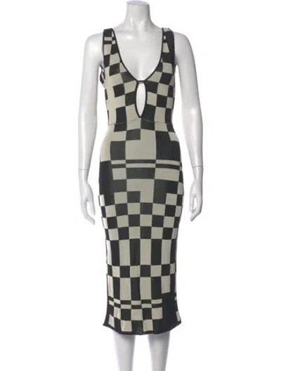 Pre-owned Paloma Wool Plaid Print Midi Length Dress In Black