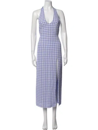 Pre-owned Paloma Wool Plaid Print Midi Length Dress In Purple