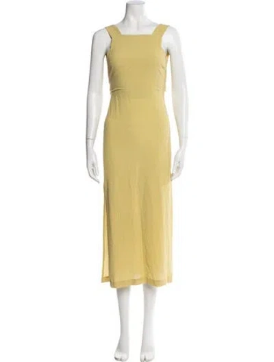 Pre-owned Paloma Wool Plaid Print Midi Length Dress In Yellow