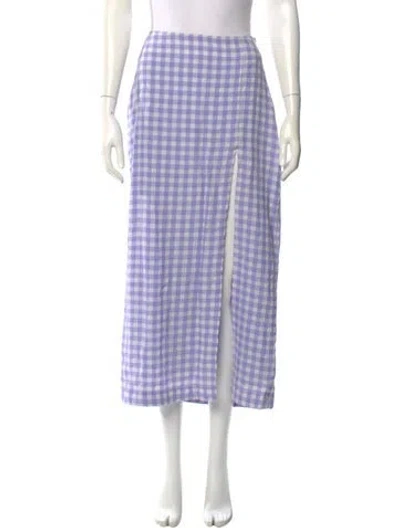 Pre-owned Paloma Wool Plaid Print Midi Length Skirt In Purple