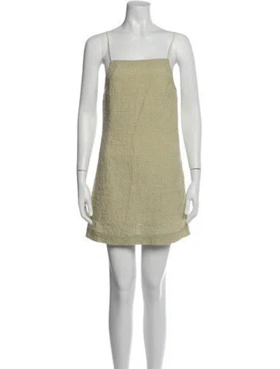 Pre-owned Paloma Wool Plaid Print Mini Dress In Green