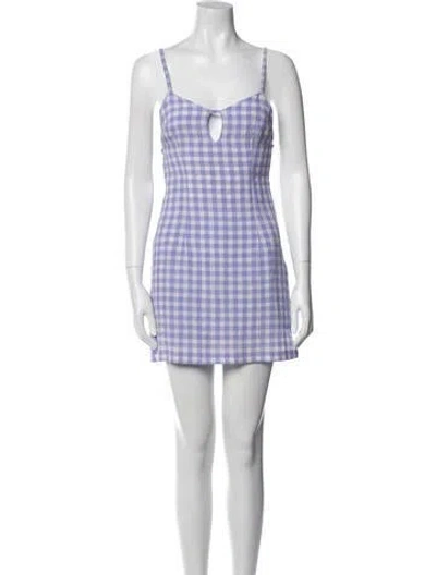 Pre-owned Paloma Wool Plaid Print Square Neckline Tunic In Purple