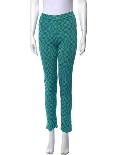 Pre-owned Paloma Wool Plaid Print Straight Leg Pants In Blue/green