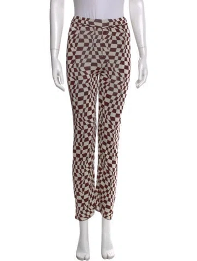Pre-owned Paloma Wool Plaid Print Straight Leg Pants In Brown