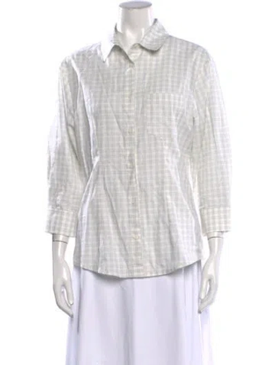 Pre-owned Paloma Wool Plaid Print Three-quarter Sleeve Top W/ Tags In White