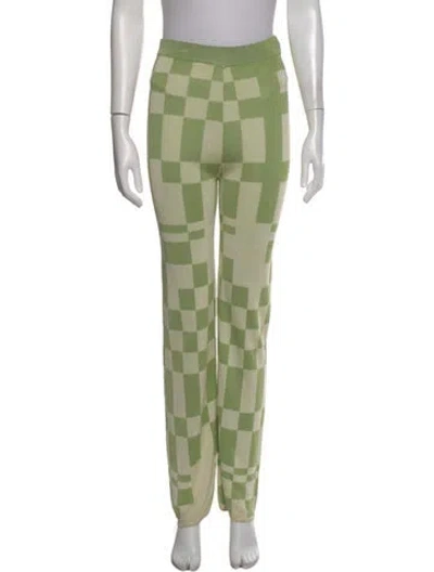 Pre-owned Paloma Wool Plaid Print Wide Leg Pants In Green