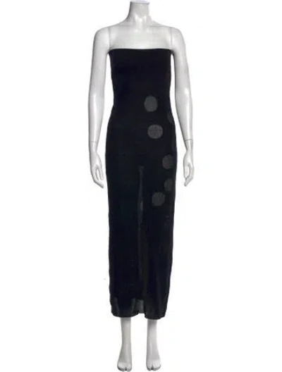 Pre-owned Paloma Wool Polka Dot Print Long Dress In Black