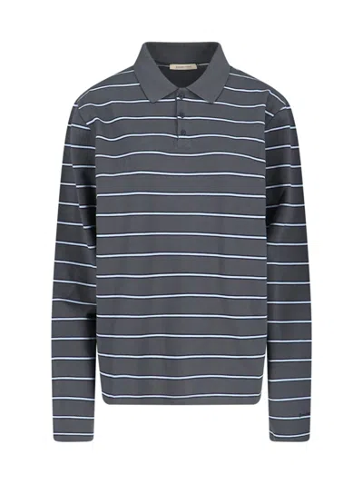 Paloma Wool Striped Long-sleeved Polo Shirt In Gray