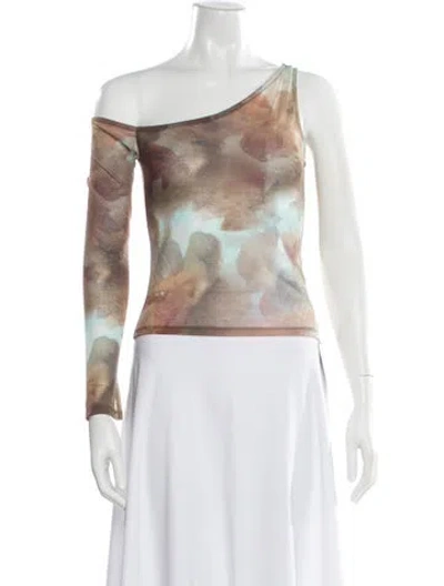 Pre-owned Paloma Wool Printed Asymmetrical Top In Brown