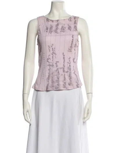 Pre-owned Paloma Wool Printed Bateau Neckline Top In Pink