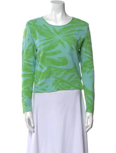 Pre-owned Paloma Wool Printed Crew Neck Sweater In Green