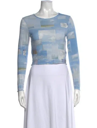 Pre-owned Paloma Wool Printed Crew Neck Top In Blue