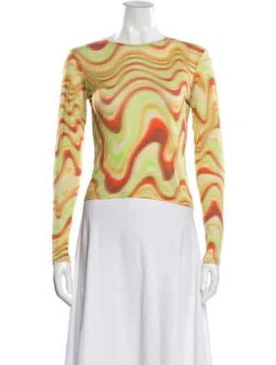 Pre-owned Paloma Wool Printed Crew Neck Top In Green