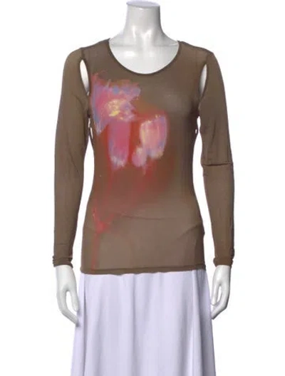 Pre-owned Paloma Wool Printed Crew Neck Top In Green