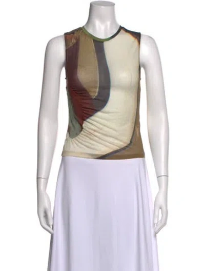 Pre-owned Paloma Wool Printed Crew Neck Top In Neutral