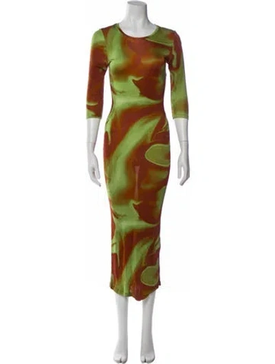 Pre-owned Paloma Wool Printed Long Dress In Green