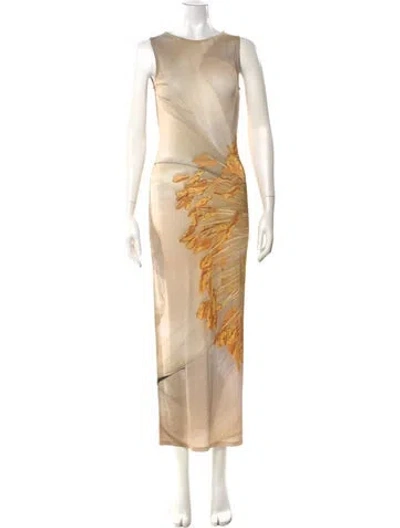 Pre-owned Paloma Wool Printed Long Dress In Neutral