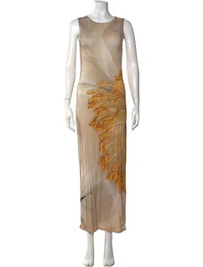 Pre-owned Paloma Wool Printed Long Dress In Neutrals