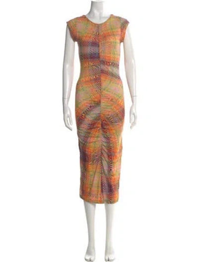 Pre-owned Paloma Wool Printed Long Dress In Orange