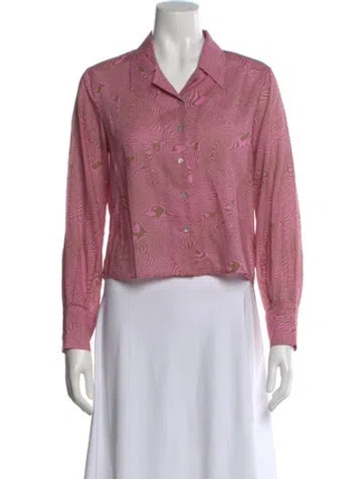 Pre-owned Paloma Wool Printed Long Sleeve Top In Pink