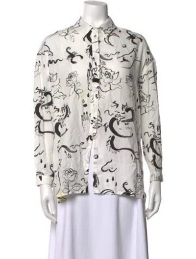 Pre-owned Paloma Wool Printed Long Sleeve Top In White