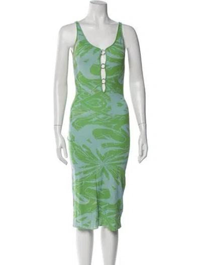 Pre-owned Paloma Wool Printed Midi Length Dress In Green