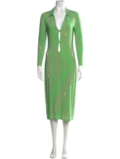 Pre-owned Paloma Wool Printed Midi Length Dress In Green
