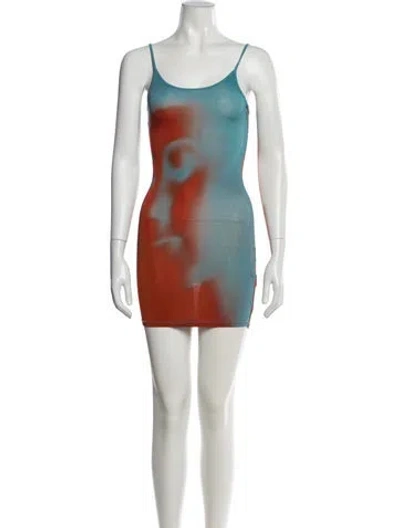 Pre-owned Paloma Wool Printed Mini Dress In Blue