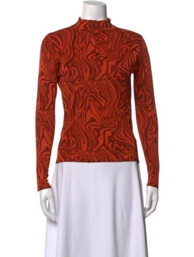 Pre-owned Paloma Wool Printed Mock Neck Sweater In Red