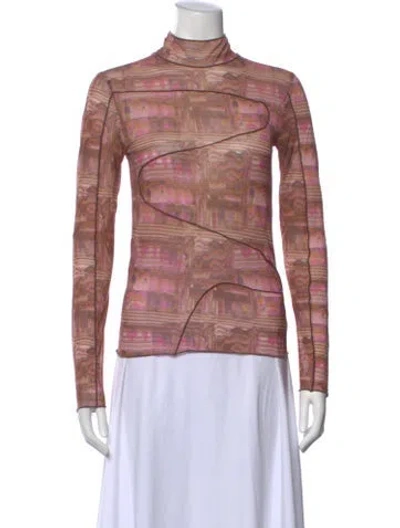 Pre-owned Paloma Wool Printed Mock Neck Top In Brown