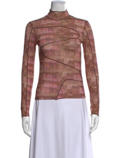 Pre-owned Paloma Wool Printed Mock Neck Top In Brown