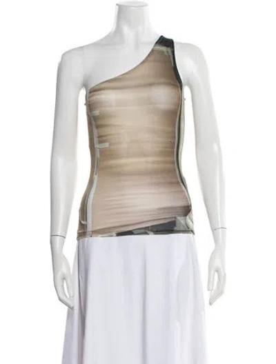Pre-owned Paloma Wool Printed One-shoulder Top In Neutrals