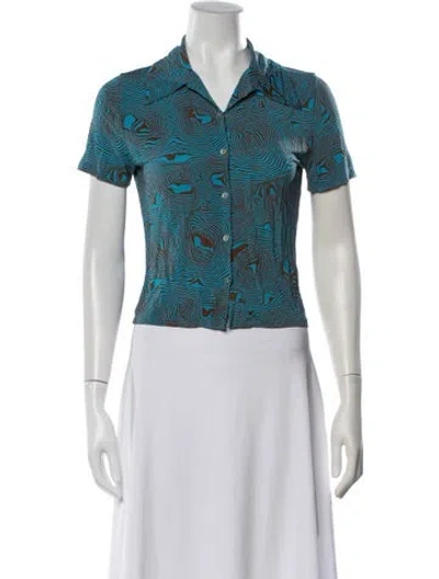 Pre-owned Paloma Wool Printed Short Sleeve Top In Blue