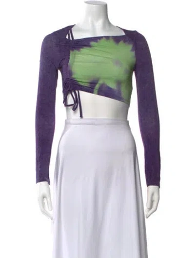 Pre-owned Paloma Wool Printed Square Neckline Crop Top In Purple