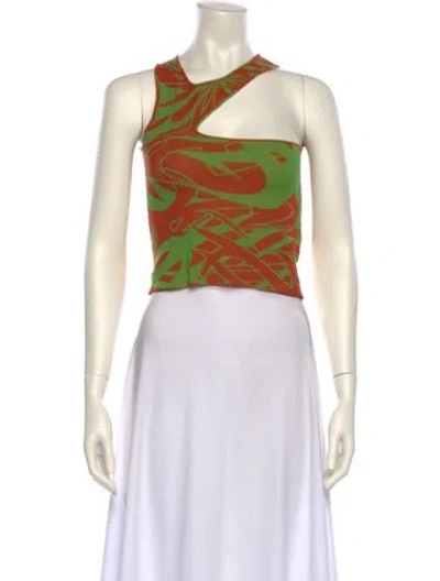 Pre-owned Paloma Wool Printed Square Neckline Crop Top In Yellow