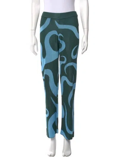Pre-owned Paloma Wool Printed Straight Leg Pants In Green