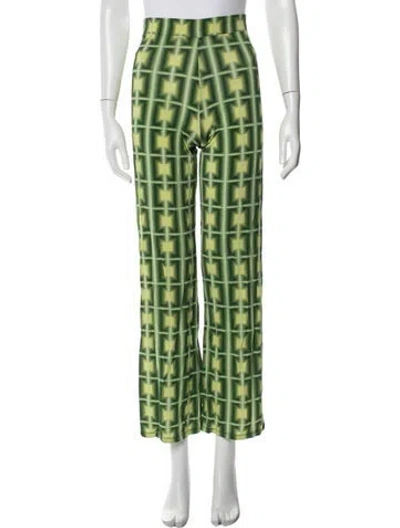 Pre-owned Paloma Wool Printed Straight Leg Pants In Green