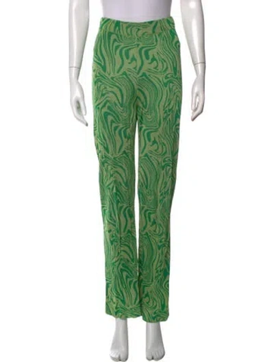 Pre-owned Paloma Wool Printed Straight Leg Pants In Green