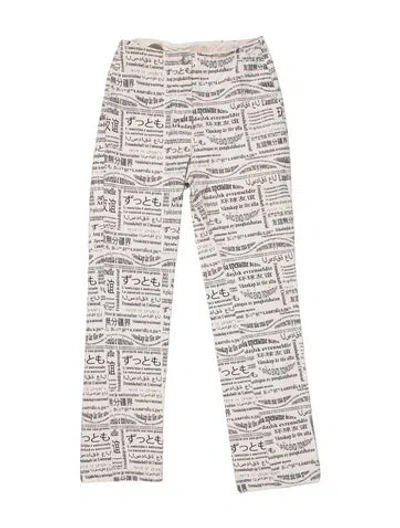 Pre-owned Paloma Wool Printed Straight Leg Pants In White