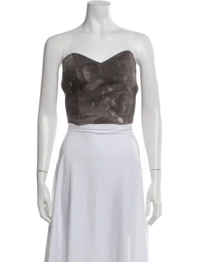 Pre-owned Paloma Wool Printed Strapless Crop Top In Blue